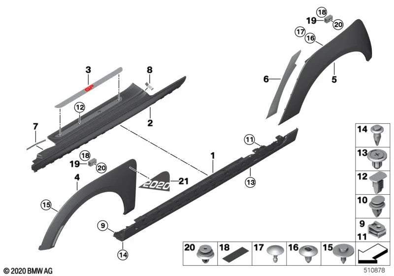 BMW Trim Panel Moulding Fastener Clip Fits 2 4 5 7 8 Series X1 X2 X3 X4 i4 iX 1018
