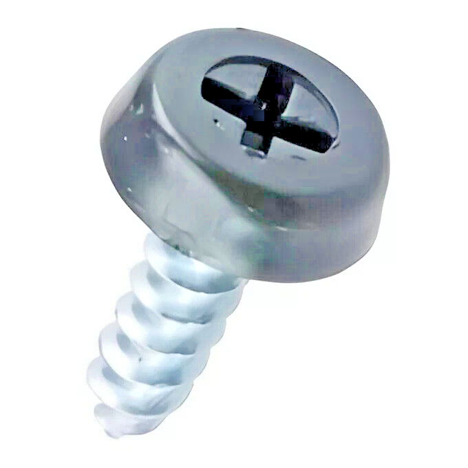 Registration Plate Fixing Kit  - Plastic Cap Screws x4 Moulded Head Self Thread.6