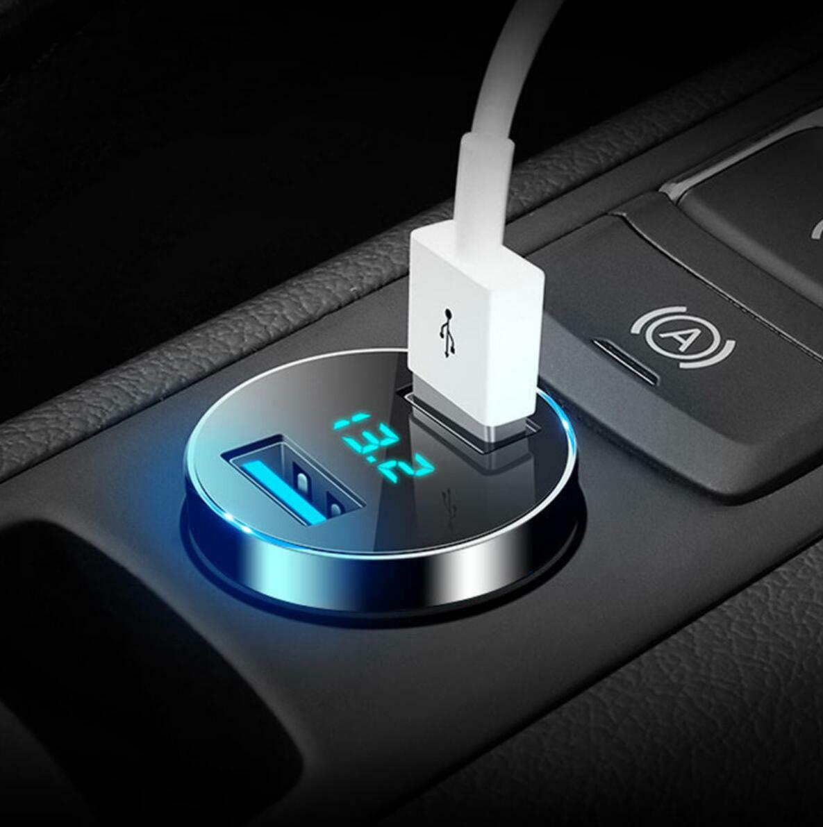 Car USB Twin Charging Point with LED Battery Voltage display Fast Charge Amber1