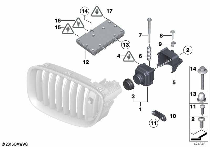 BMW Trim & Grill, Camera Spire C Clip  - Fits 5 6 7 F Series X5 X6 2008-2019 # 510