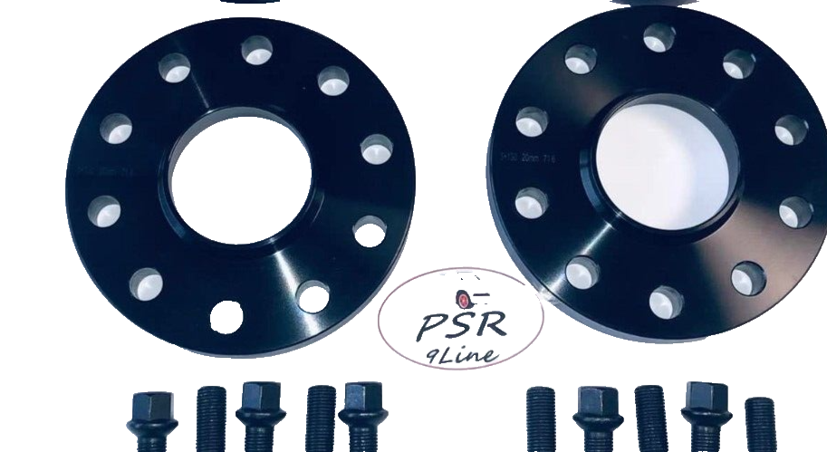 Porsche Wheel Spacers 20mm + Extended AF Bolts Set Of 4 in Black 5x130 PSR9Line8