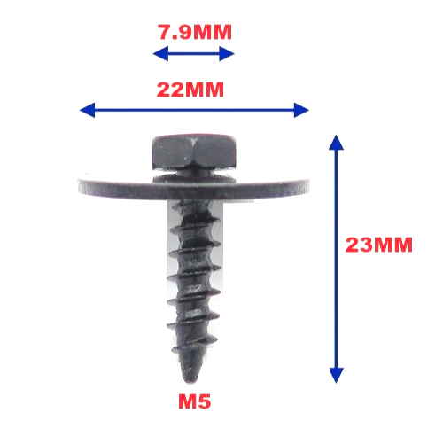 BMW Hex Screw Bolt Captive Washer Fixing of Bodywork and Trim Panels, Pack 10 Pc1