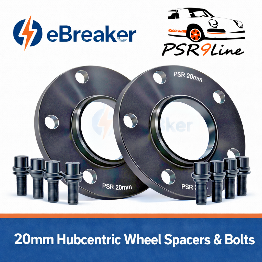 Black Porsche Wheel Spacers 20mm 5x130 Kit with Extended O.E Bolts  HubCentric0