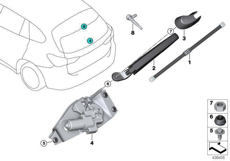 Rear Wiper Blade BMW X1 F48 2014 Onwards9