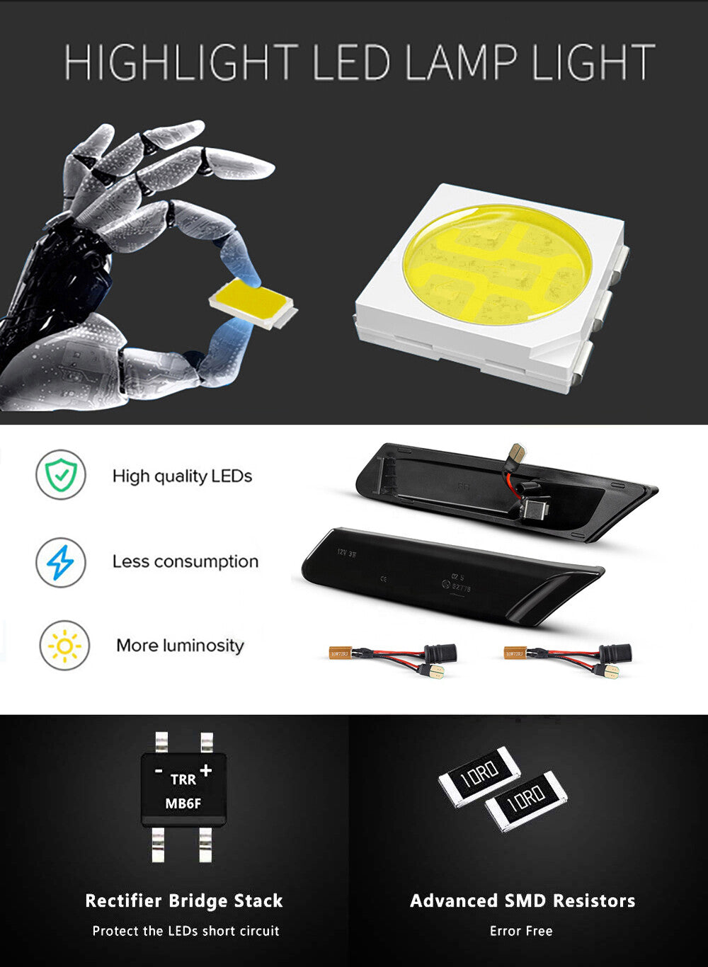 PORSCHE  DYNAMIC LED SIDE INDICATOR REPEATER LIGHTS 911 997 987 4