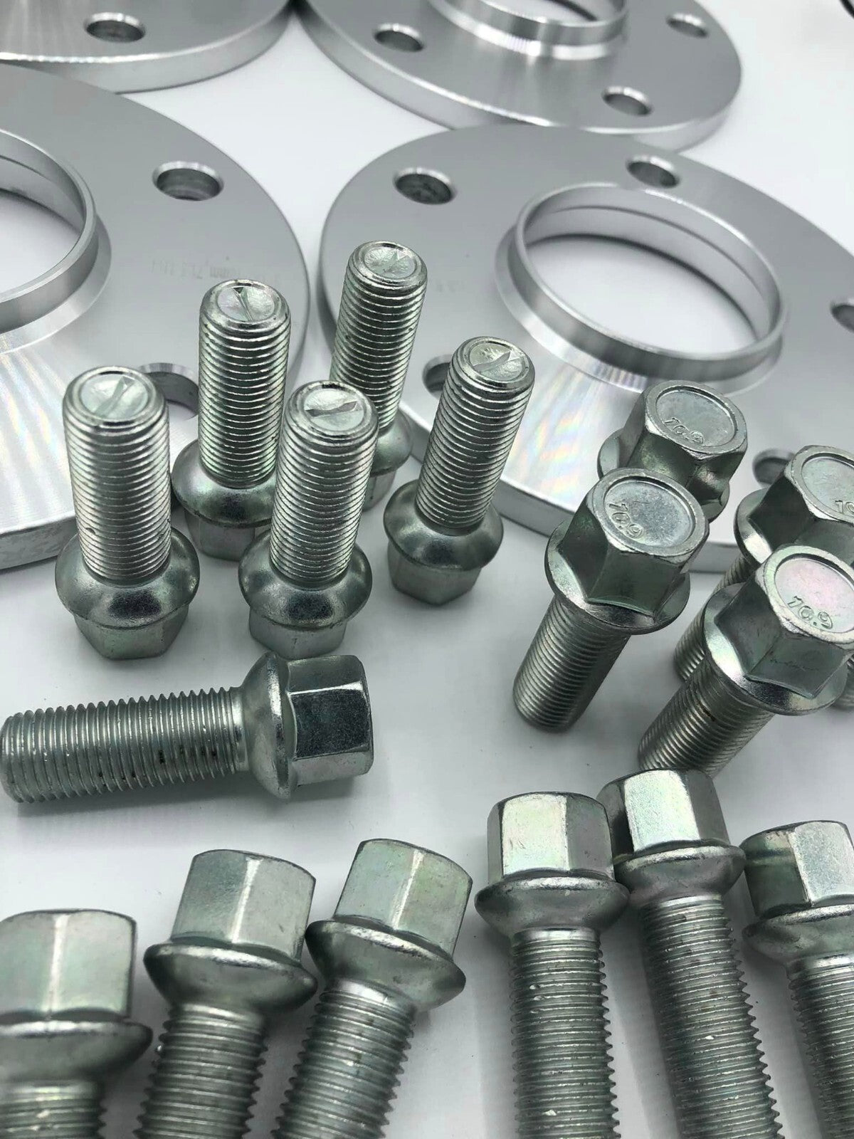 Porsche Wheel Spacers 12mm & Extended AF Bolts Set Of 2 in Silver 5x130 PSR9Line10