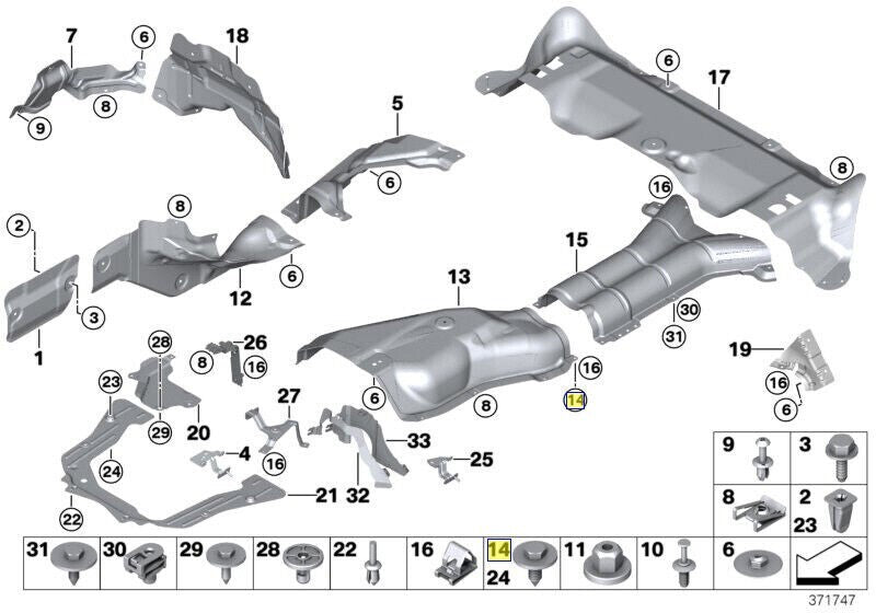 BMW Hex Screw with Washer Under-tray wheel arch Mounting Screw 07147129160 10pcs2