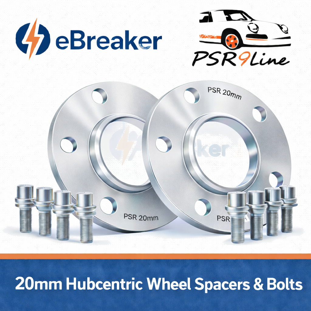 Silver Porsche Wheel Spacers 20mm 5x130 Kit with Extended O.E Bolts, HubCentric0