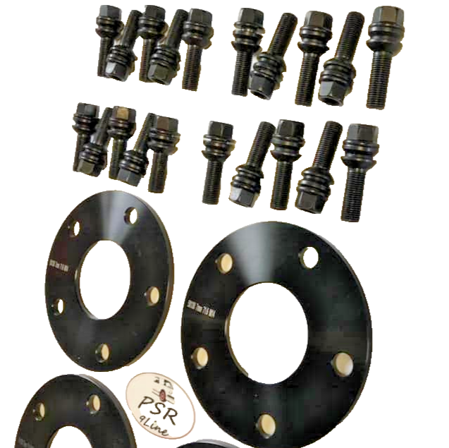 Porsche Wheel Spacers 7mm + Extended OE Bolts Set Of 2 in Black 5x130 PSR9Line12