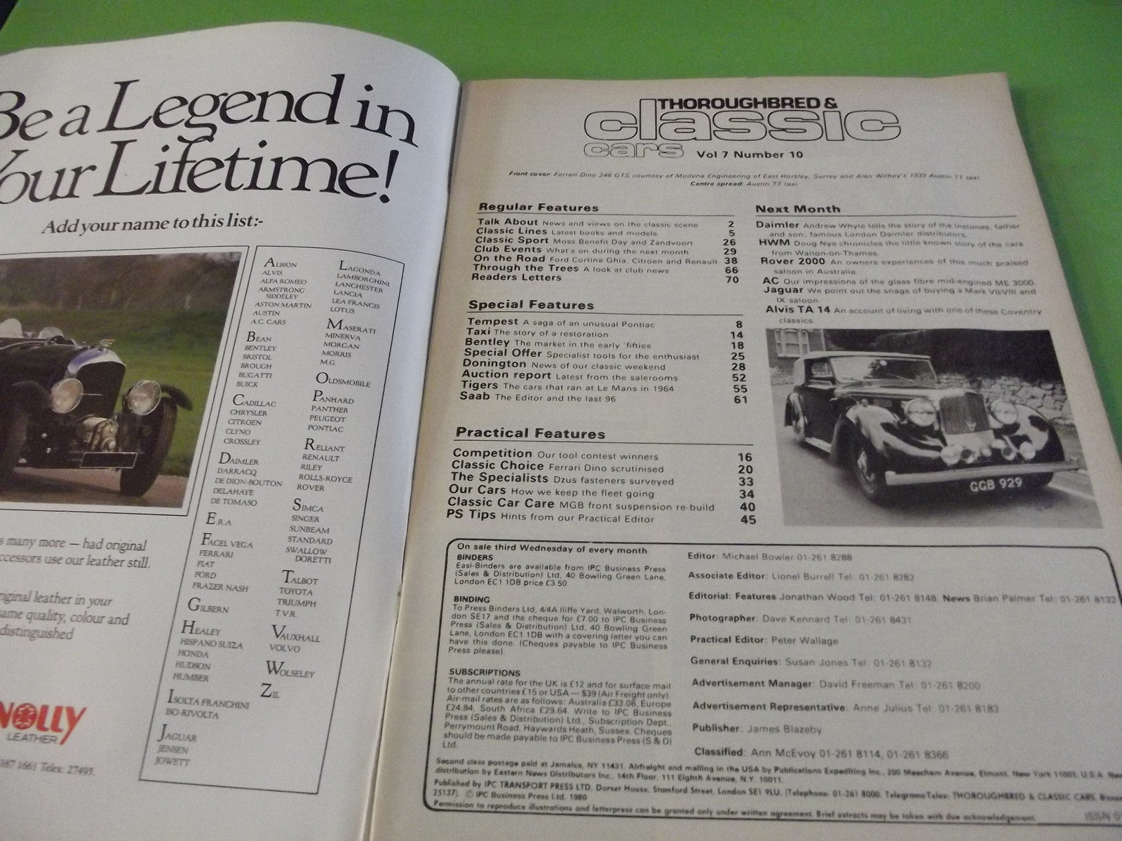 THOROUGHBRED AND CLASSIC CARS MAGAZINE JULY 1980 #C41