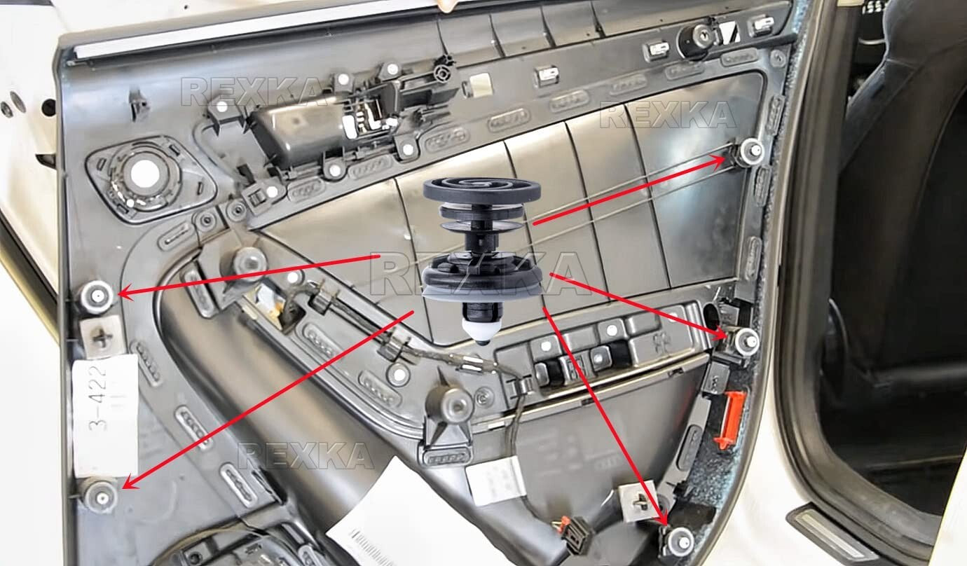 Seat, Skoda - Interior Door Card Trim Panel Fastener Clips Sprung Head, x10 Pcs16