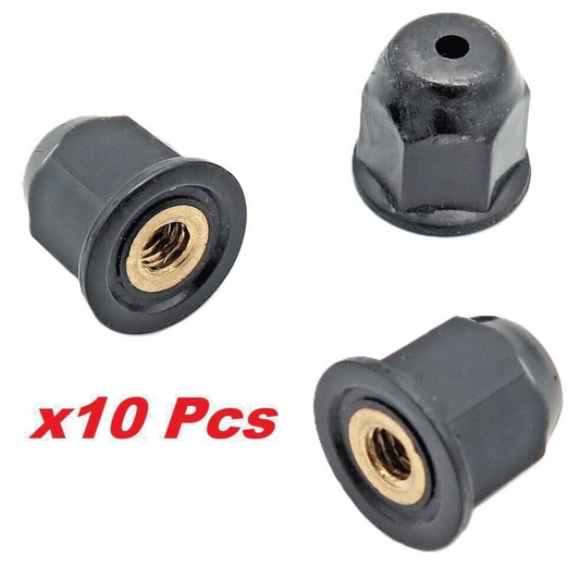 Plastic Coated Brass Nut x 10 Pcs M4 Thread 10mm Hex Head Nut0
