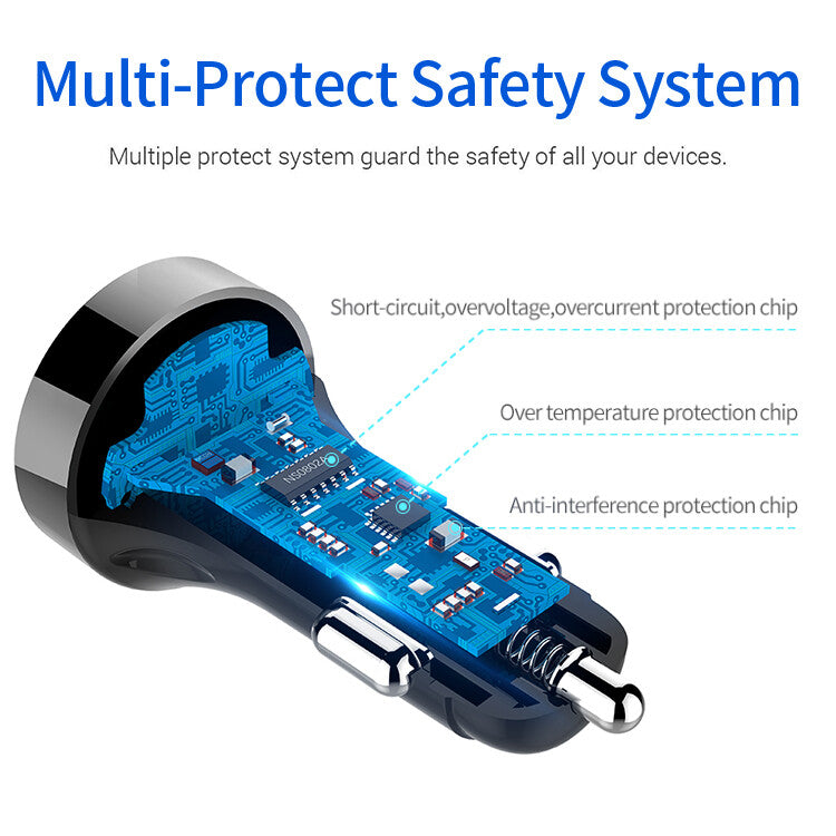 Car USB Twin Charging Point with LED Battery Voltage display Fast Charge Amber3
