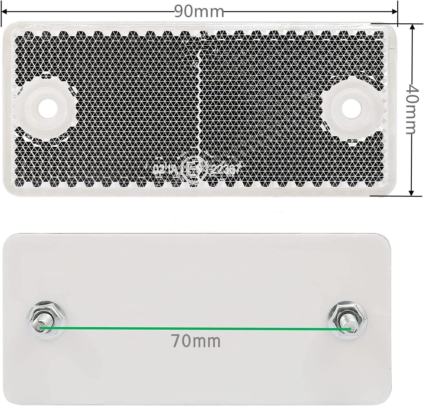 High-Quality 2x White E-Approved Rectangular Reflectors Trailers Caravans9