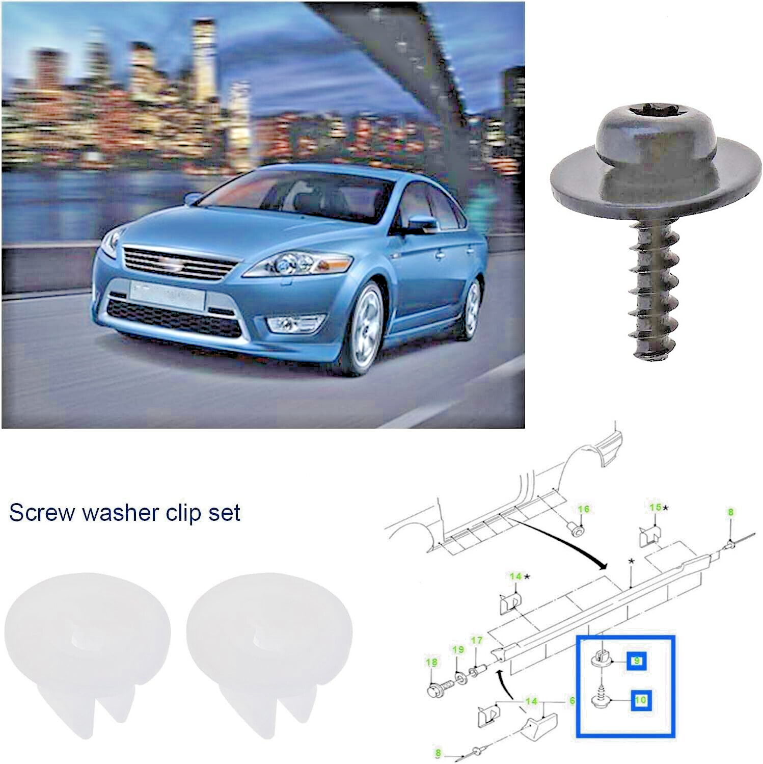 FORD Under Tray Splash Guard Torx Screw With Washer O.E.M 1449533 - Pack of x10.2