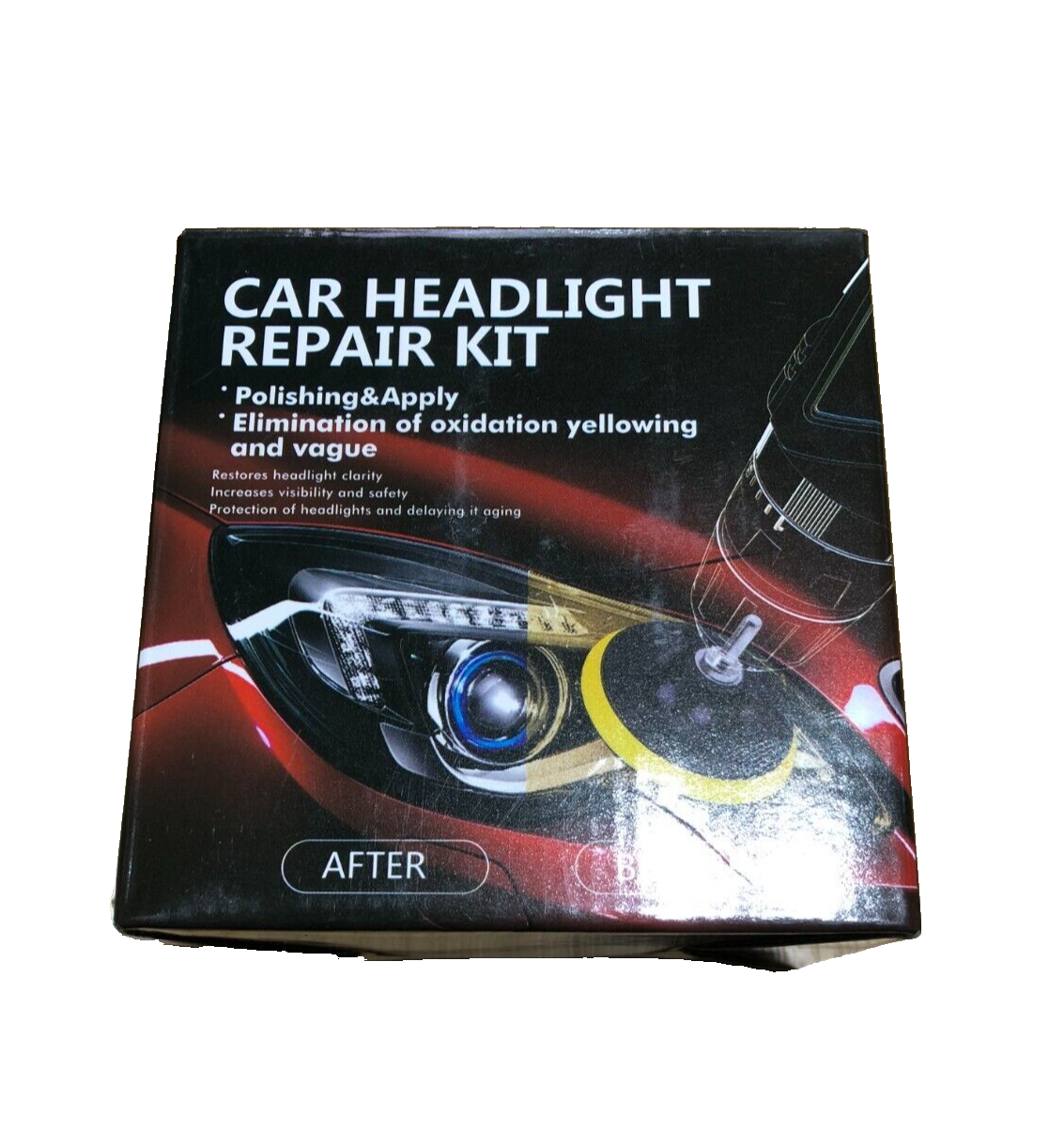 Car headlight repair kit with buffing pads and sealant8