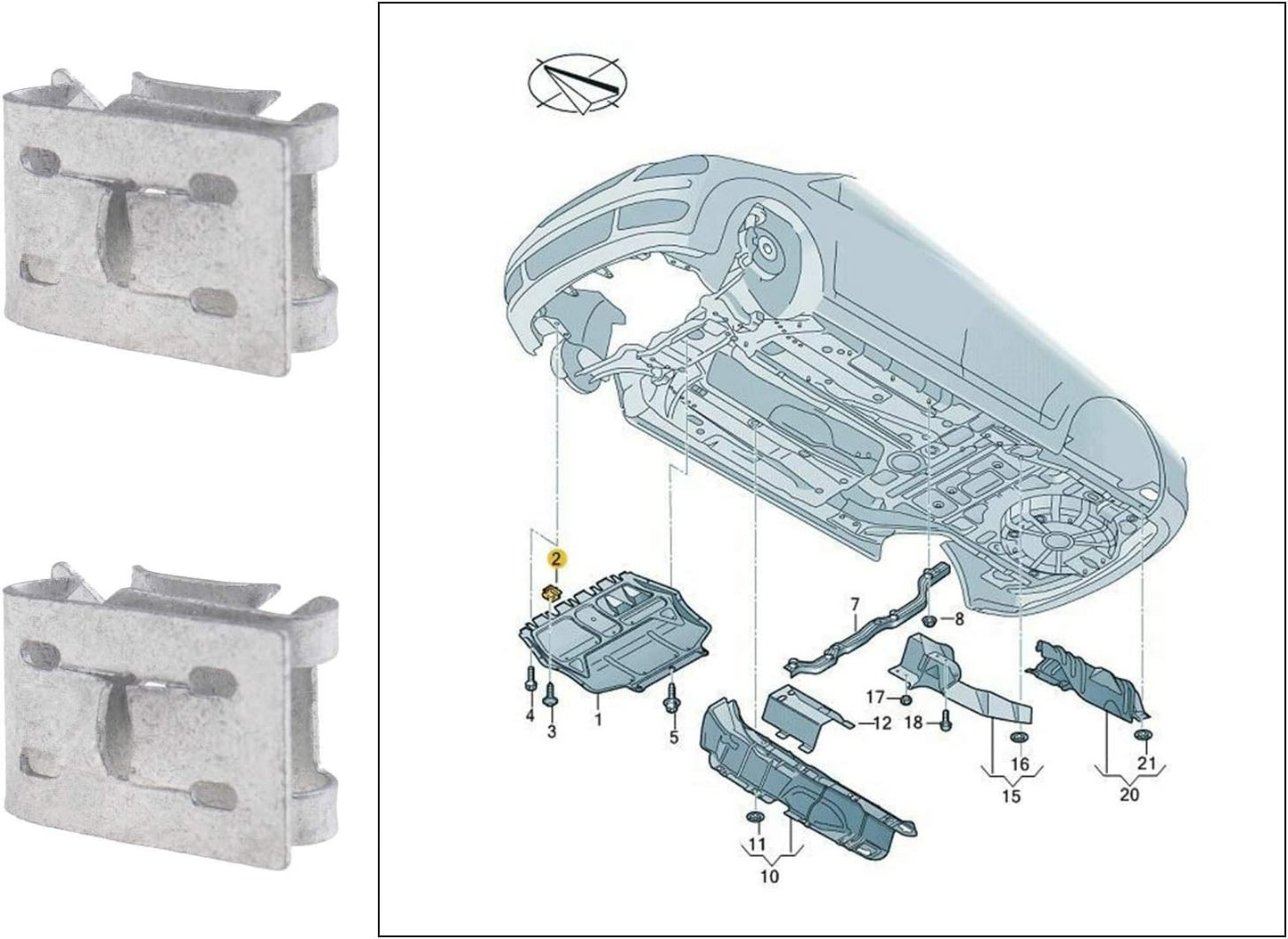 AUDI Speed Nut Undertay Splashguard Trim & Interior Panel Fastener M5 Clip x20pc14