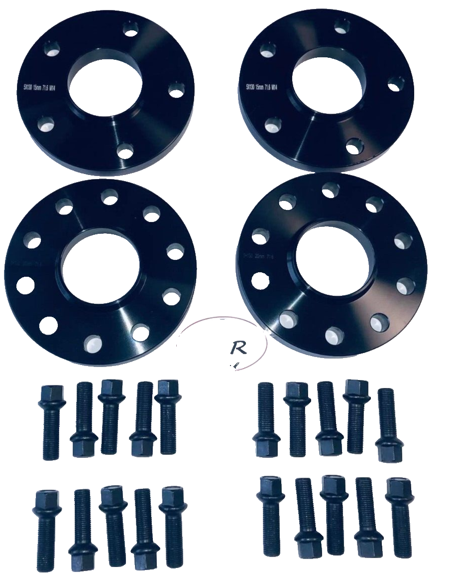 Porsche Wheel Spacers 20mm + Extended AF Bolts Set Of 4 in Black 5x130 PSR9Line22
