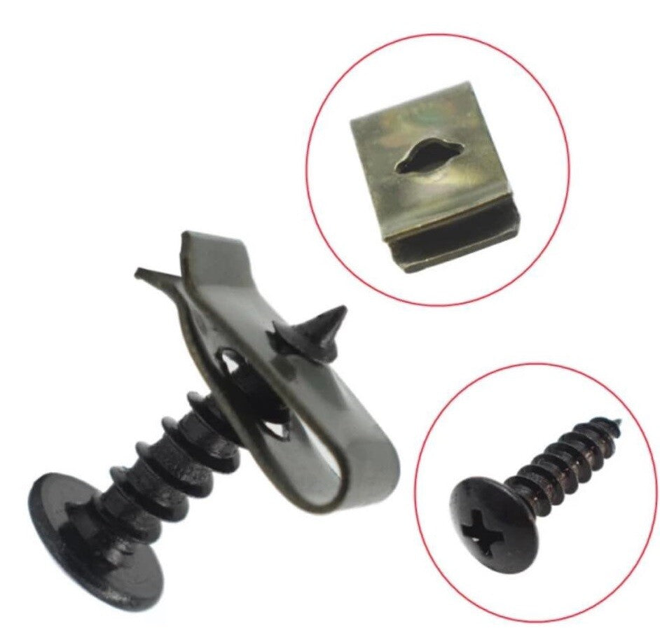 U Clip 20 Sets Bodywork Undertray Splashguard Speed Fastener Self Tapping Screws1