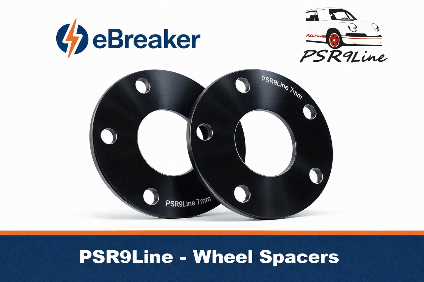 PORSCHE 7mm Wheel Spacers, 5x130 Bolt on Kit Pair of 2  Precision Fit in Black.14
