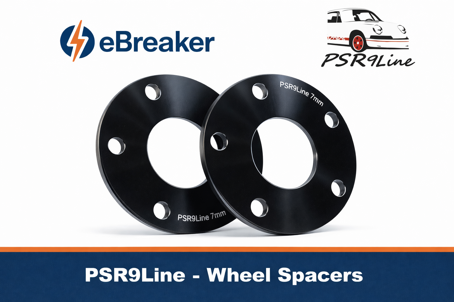 PORSCHE 7mm Wheel Spacers, 5x130 Bolt on Kit Pair of 2  Precision Fit in Black.14