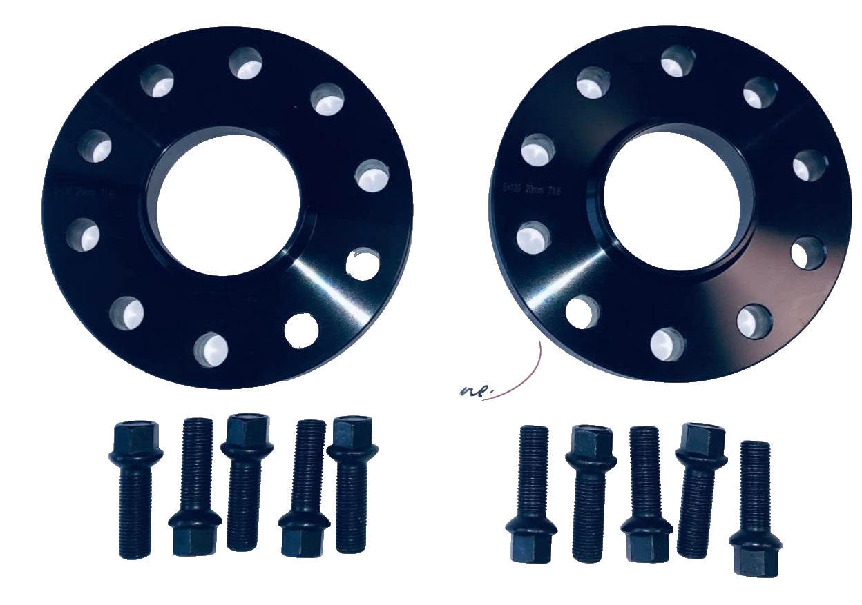 Porsche Wheel Spacers 20mm + Extended AF Bolts Set Of 4 in Black 5x130 PSR9Line15