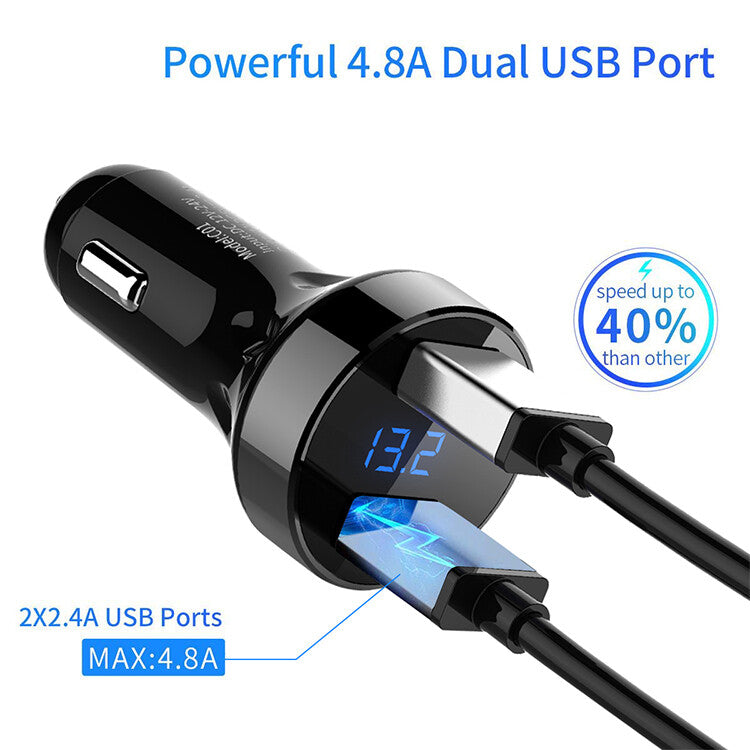 Car USB Twin Charging Point with LED Battery Voltage display Fast Charge Amber4