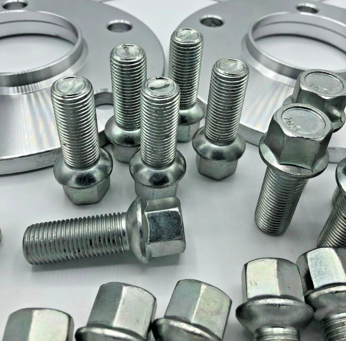 Porsche Wheel Spacers 12mm & Extended AF Bolts Set Of 2 in Silver 5x130 PSR9Line2
