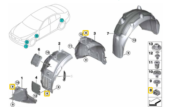 BMW C-Clip Grommet - Fits 1 2 3 4 5 Series X1 X3 X5 Trim Panel Plastic Nut # 1521