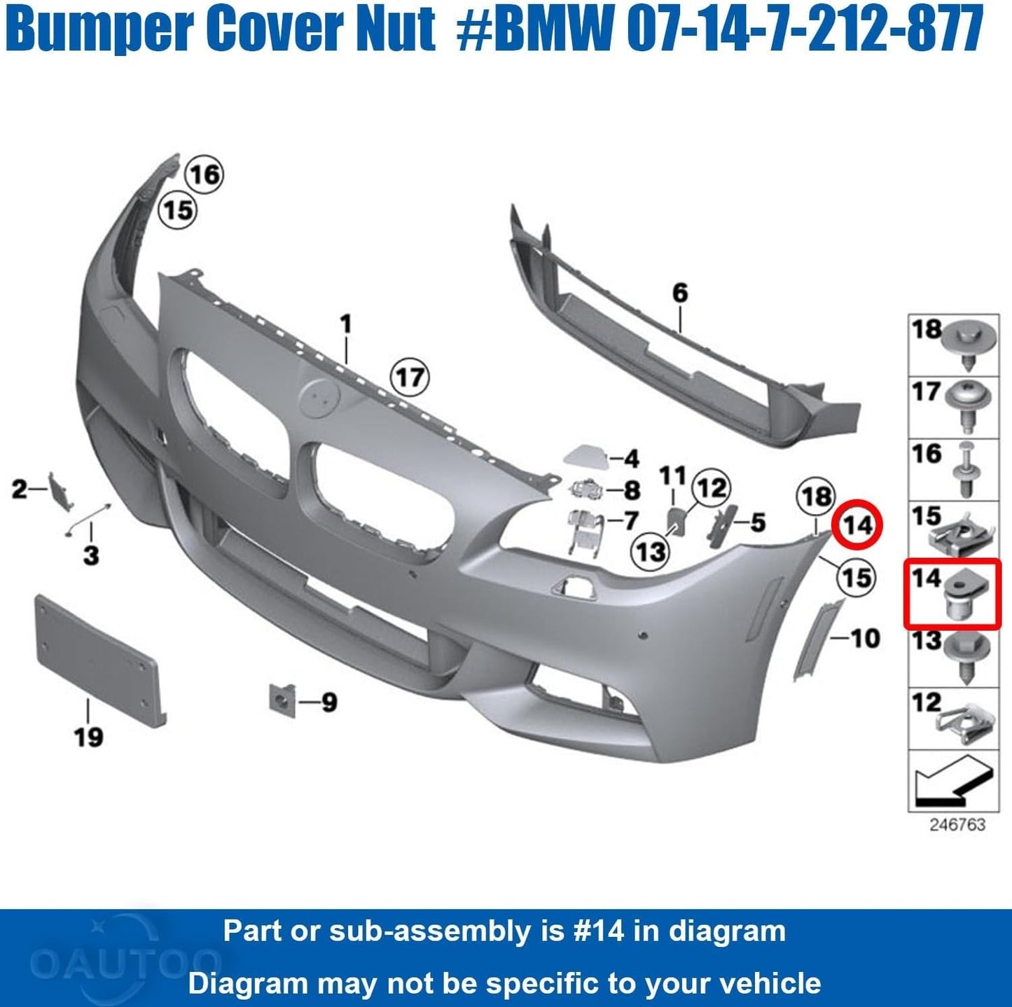 BMW Trim & Grill, Camera Spire C Clip  - Fits 5 6 7 F Series X5 X6 2008-2019 #109