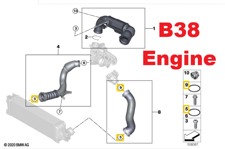 MINI / BMW 13718596850 Turbo Boost Pipe Gasket | For FSeries Models 201320267