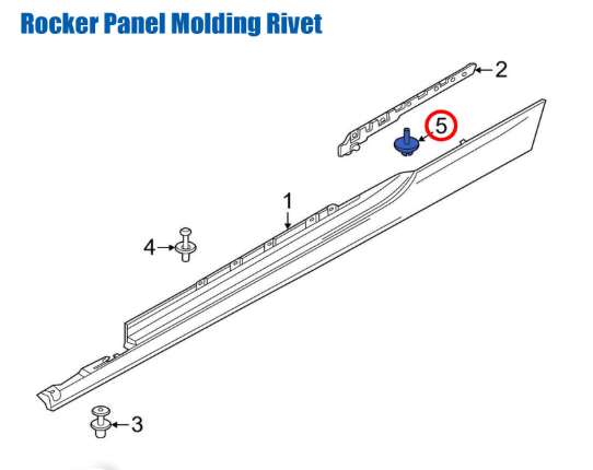 BMW Door Sill & M Sill Panel Cover - Expanding Pin Push Rivet Trim Clip - # 5x P4