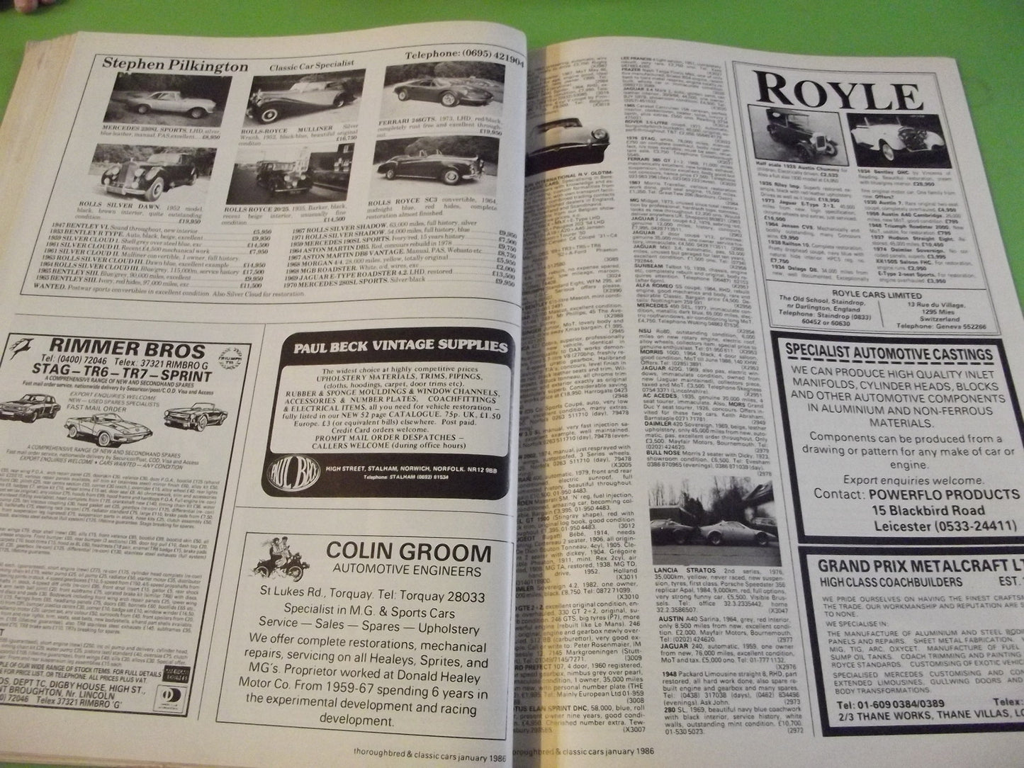 THOROUGHBRED AND CLASSIC CARS MAGAZINE JANUARY 1986 #C45