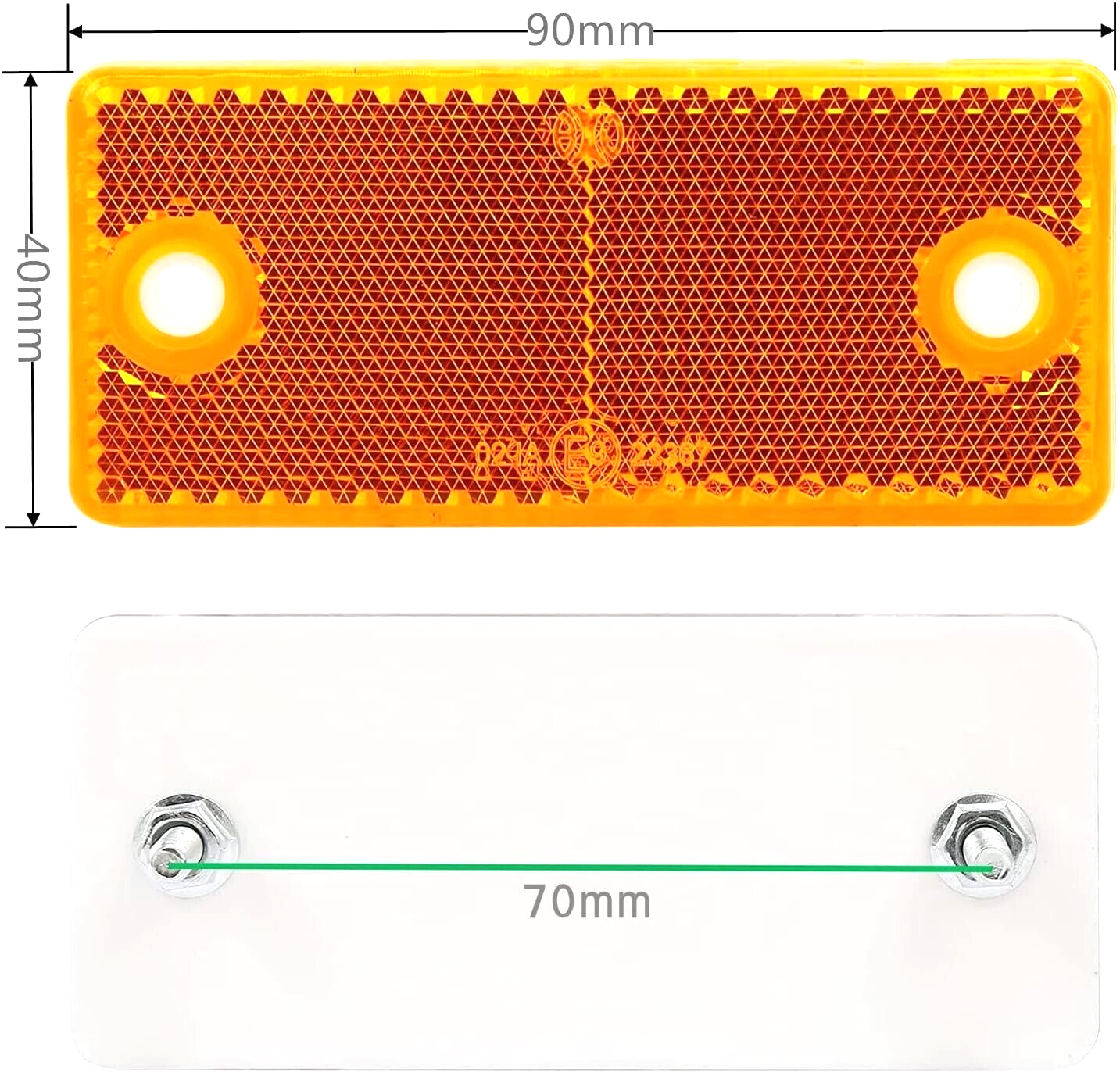 High-Quality 2x Amber E-Approved Rectangular Reflectors Trailers Caravans10