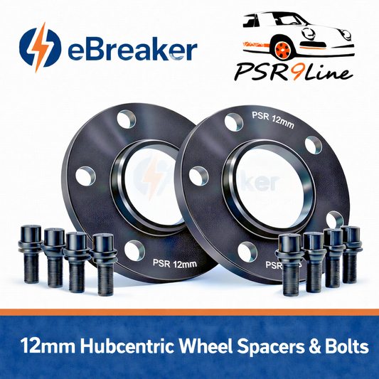 Black Porsche Wheel Spacers 12mm 5x130 Kit with Extended O.E Bolts  HubCentric0