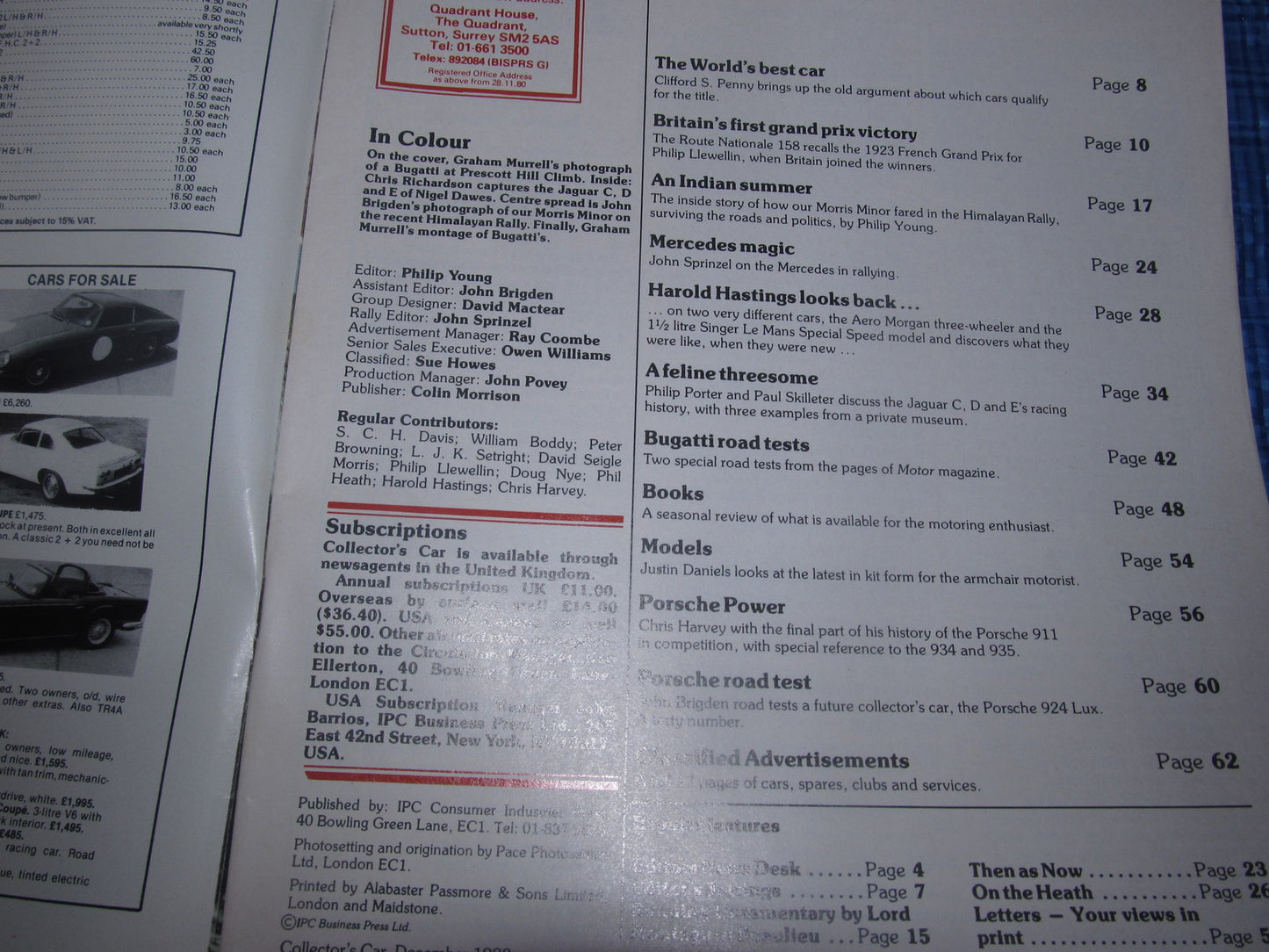 1980 DECEMBER COLLECTORS CAR MAGAZINE / BUGATTI MERCEDES PORSCHE JAGUAR C D #bk11