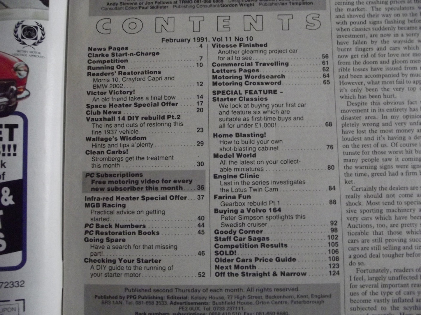 PRACTICAL CLASSICS AND CAR RESTORER MAGAZINE FEBRUARY 1991 #c11
