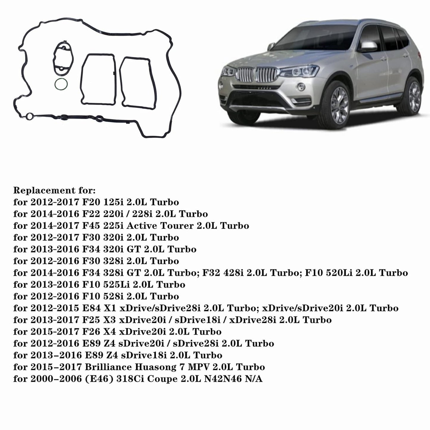 BMW Rocker/Cam/Cylinder Head Valve Cover Gasket Set – N20 N26 Engines – 1112758817