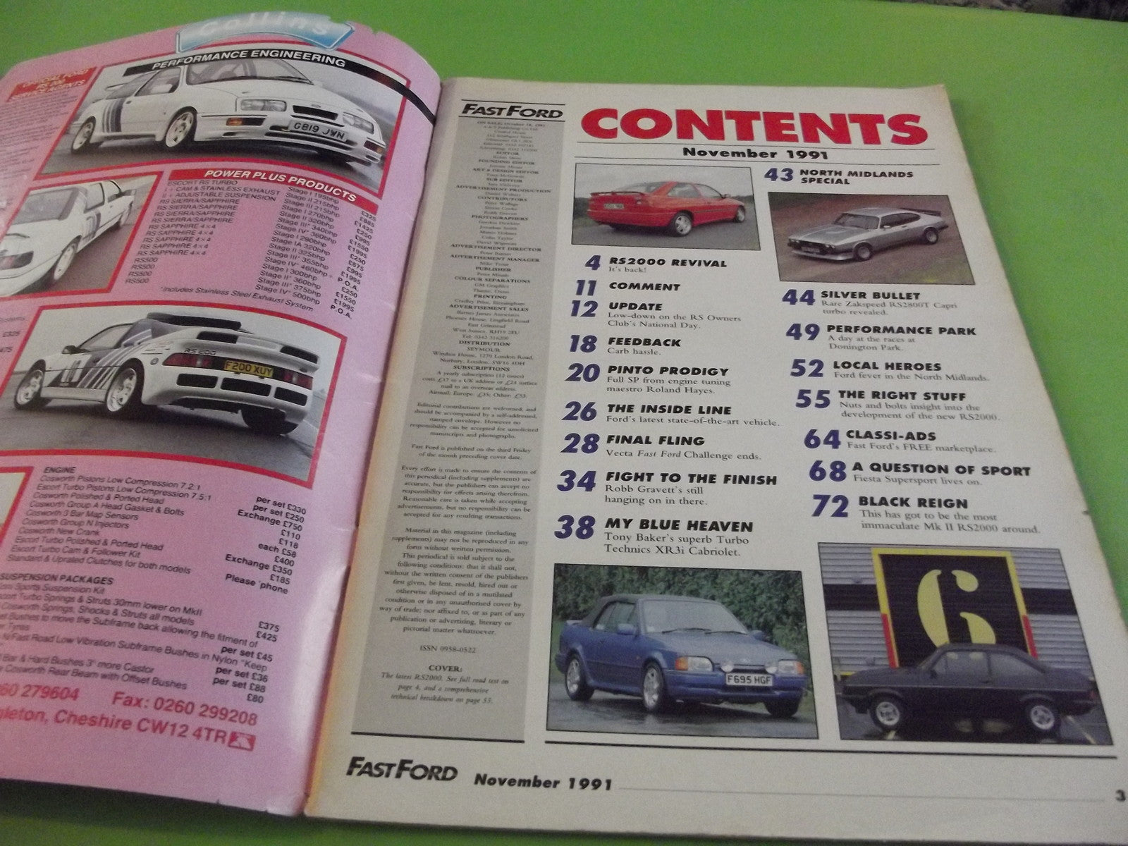 RS 2000 FAST FORD MAGAZINE NOVEMBER 1991 #C51