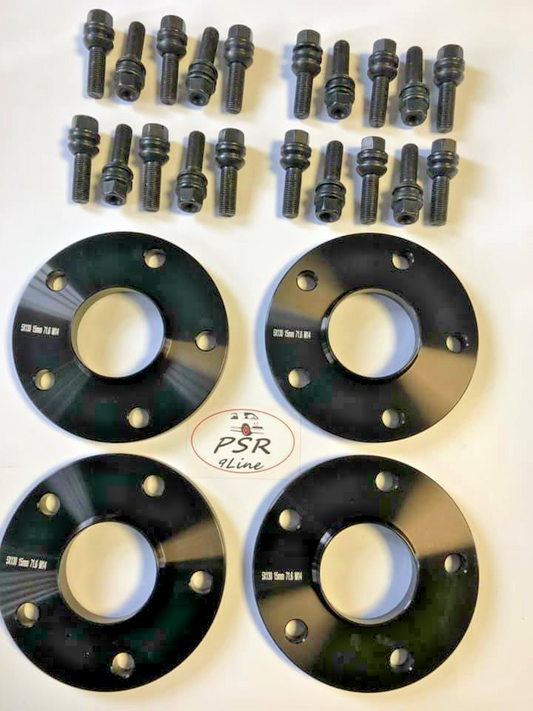 Porsche Wheel Spacers 15mm + Extended O.E Bolts Set Of 4 in Black 5x130 PSR9Line0