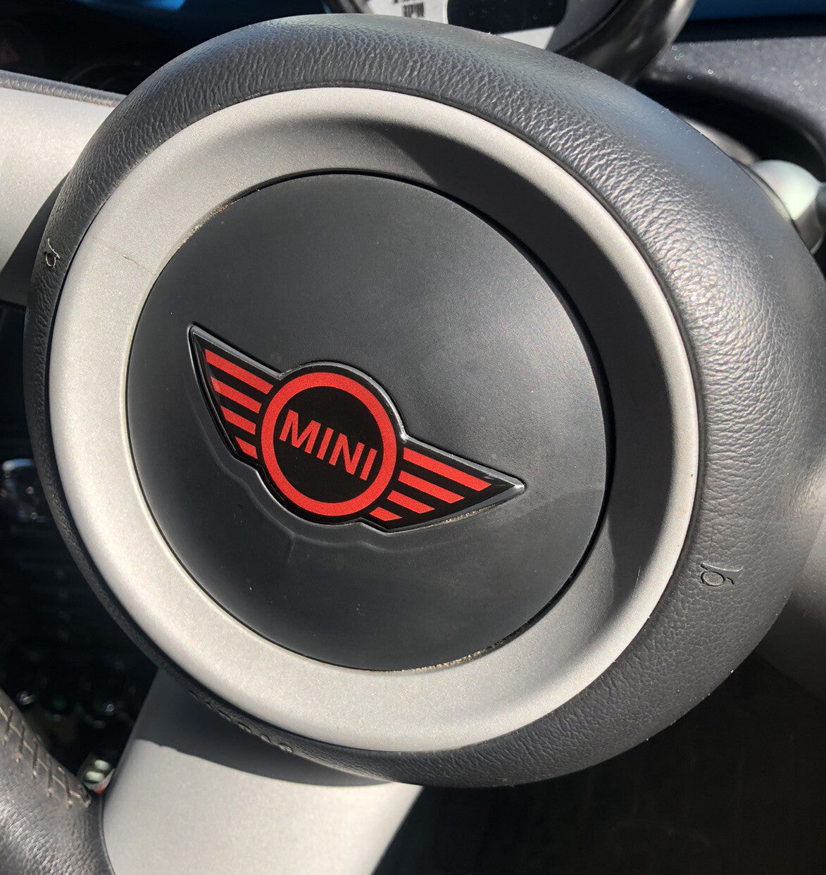 MINI Steering Wheel Badge Logo 3D Gel Domed Red Mini .2 JCW R55 R56 R57 R58 R592