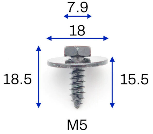 BMW Hex Screw with Washer Under-tray wheel arch Mounting Screw 07147129160 15pcs4