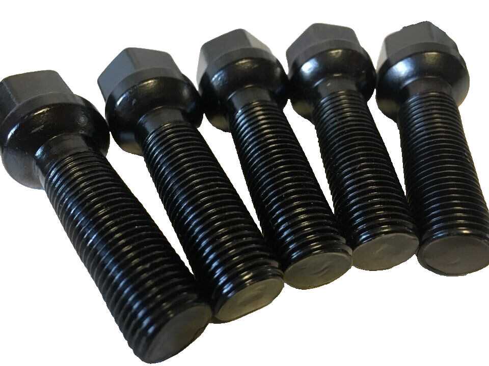 Porsche Black Extended Wheel Bolts 45mm Thread  M14 x 1.5 Hex 17mm3