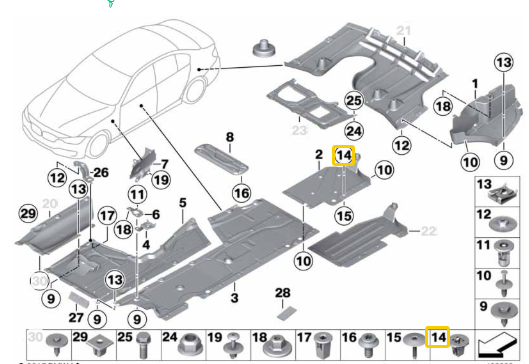 BMW Underfloor Body Protection Weather Shield Trim Panel Fastener Pin Grommet x513