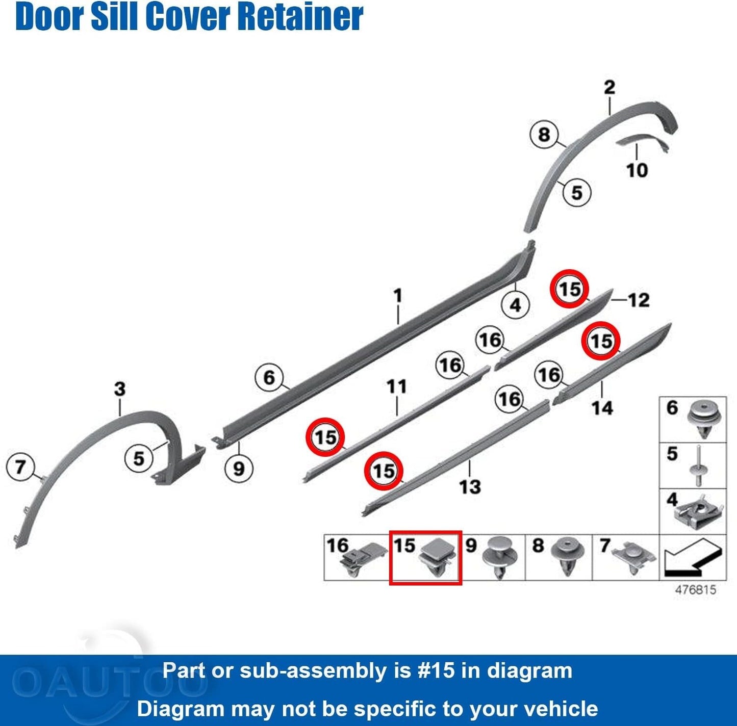 BMW Side Body Sill Moulding Strip Trim Fixing Clips for some X3 X4 7269358  10Pc16