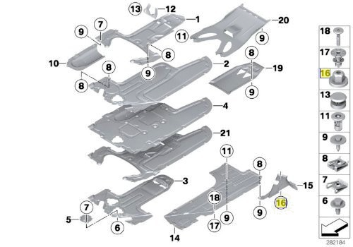BMW Hex Head Plastic 10mm Nut Under Tray Splash Guard Trim Panel Fastener - 10Pc12