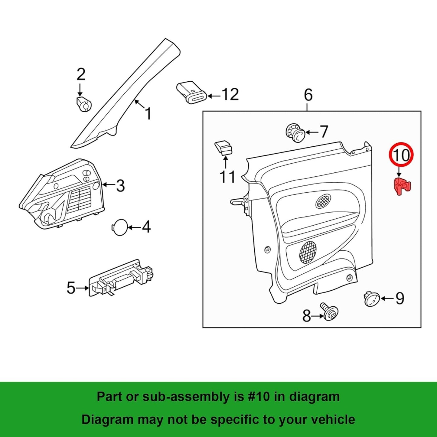 SKODA SEAT Interior Door Sill Pillar Trim Consol Panel Metal Clip Fasteners - 1012
