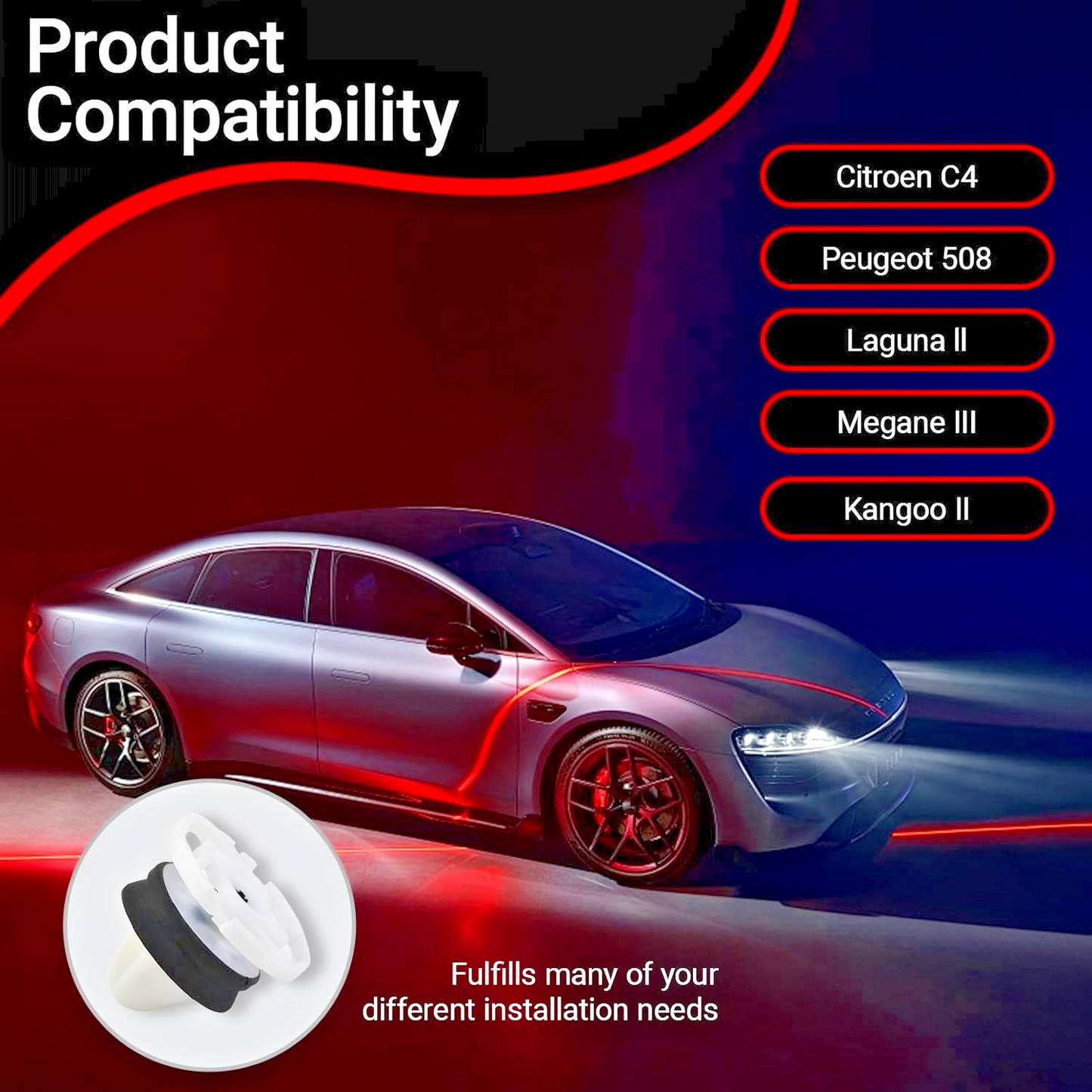 RENAULT Door Card Panel Interior Trim Sprung Head Fastener Clips - Pack of 10 Pc3