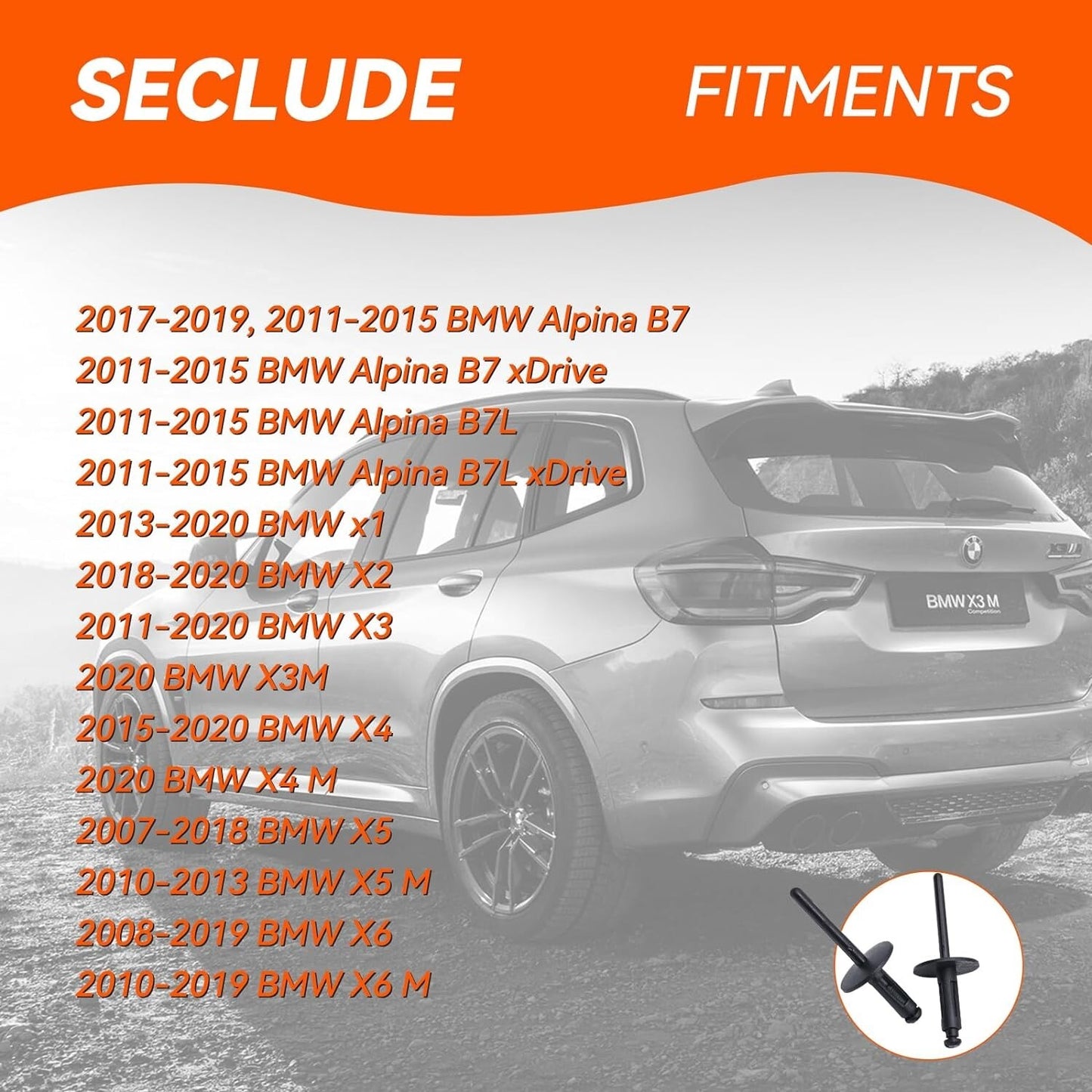 BMW X1 X2 X3 X4 X5 X6 F G Wheel Arch Flare Trim Clips 07147293278 Rivet 6mm x1018