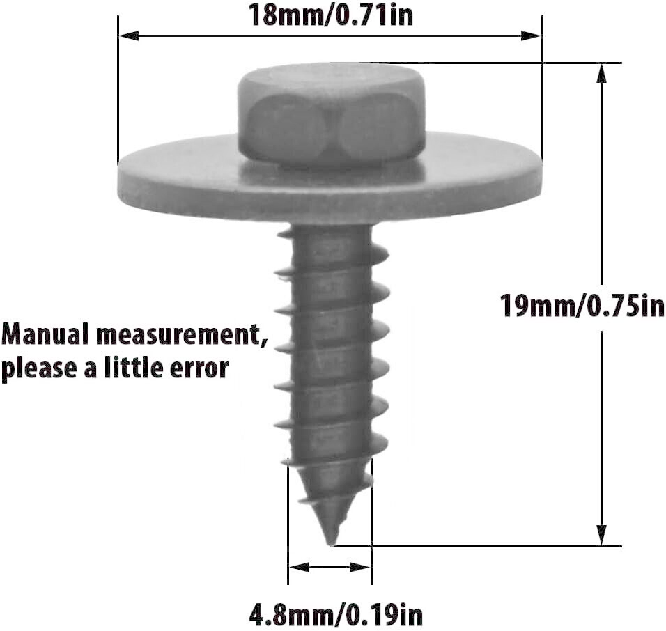 BMW Hex Screw with Washer Under-tray wheel arch Mounting Screw 07147129160 15pcs8